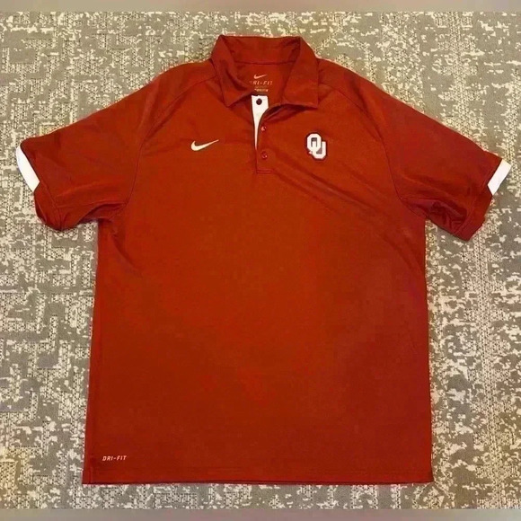 Oklahoma Sooners Nike Men’s Dri-fit Polo Shirt Size Large color Red defects - Picture 1 of 7